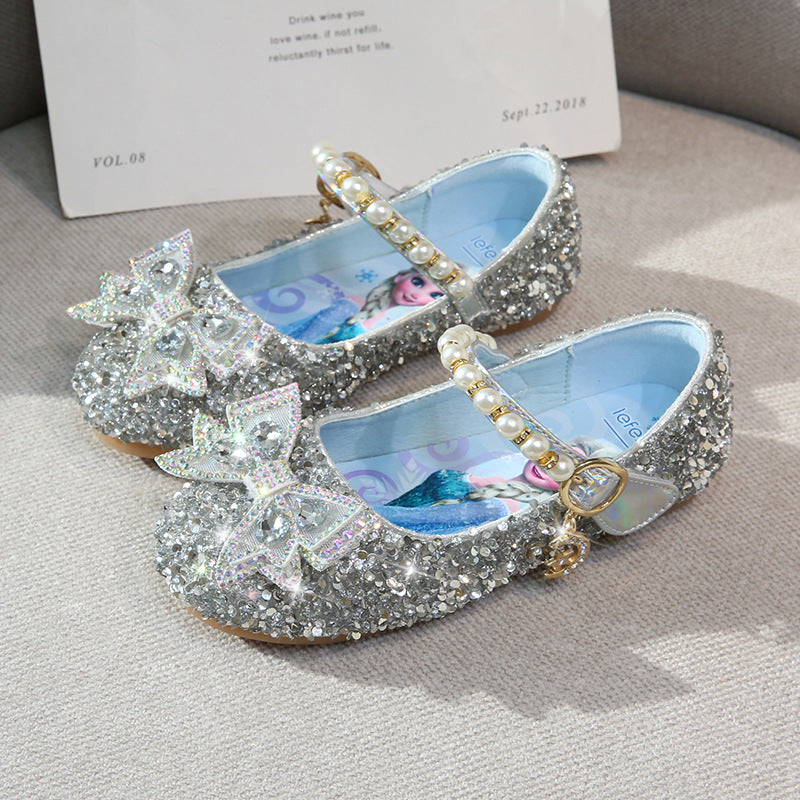 Mädchen Glitzernde Ballerinas mit perlenbesetztem Riemen Drune
