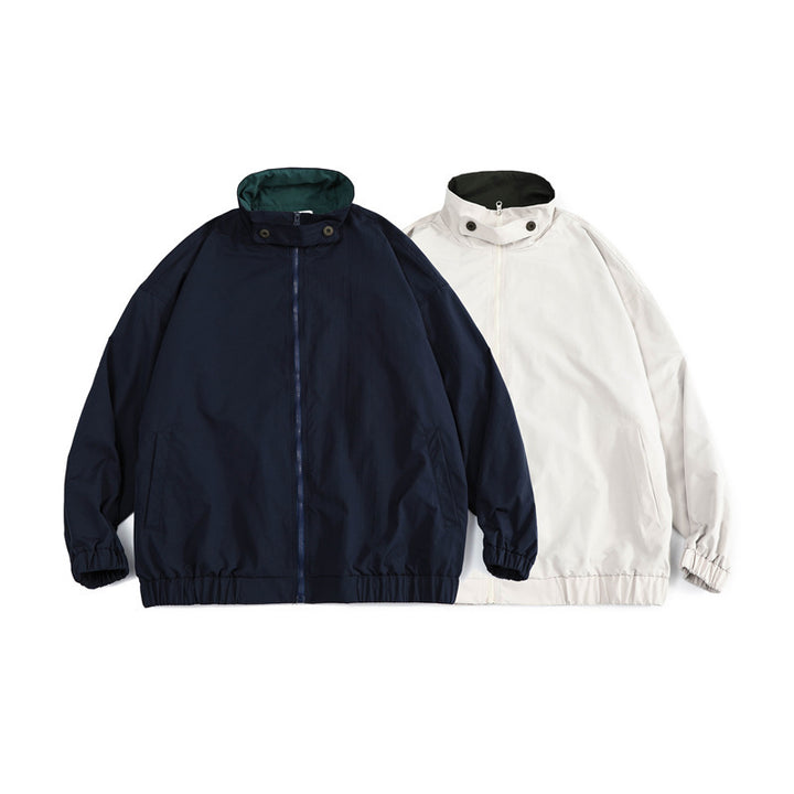 Herren Weit geschnittene leichte Windjacke mit hohem Stehkragen und elastischem Saum Drune