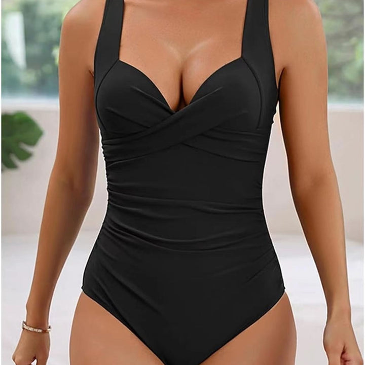 Damen figurbetonender Badeanzug mit drapierter Front Drune
