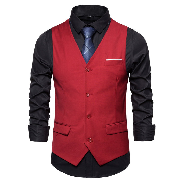 Herren Anzugweste in tailliertem Slim-Fit mit V‑Ausschnitt und Pattentaschen Drune