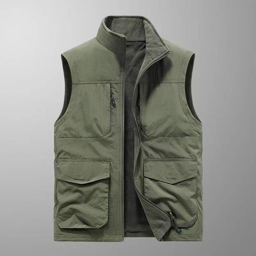 Herren Multifunktionale Field‑Utility‑Weste mit Mehrfachtaschen und Stehkragen Drune