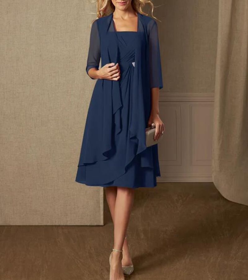 Damen nan Chiffon-Abendkleid mit Bolero und asymmetrischem Lagenrock Drune
