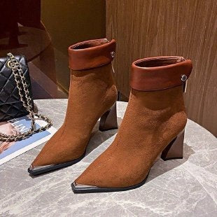 Damen Elegante Blockabsatz-Stiefeletten Drune