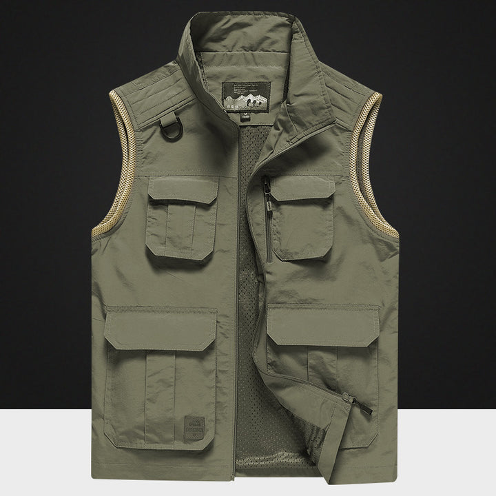 Herren Multifunktionale Outdoorweste mit atmungsaktivem Mesh‑Futter und Mehrfachtaschen Drune