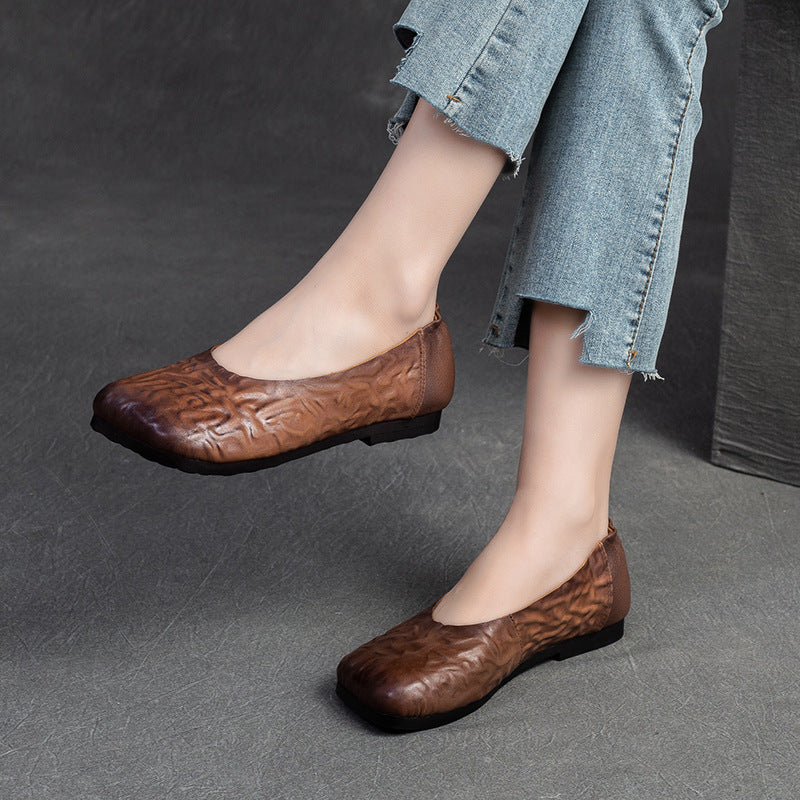 Damen Elegante und bequeme Ballerinas aus hochwertigem Leder mit floralem Cut-Out-Design Drune