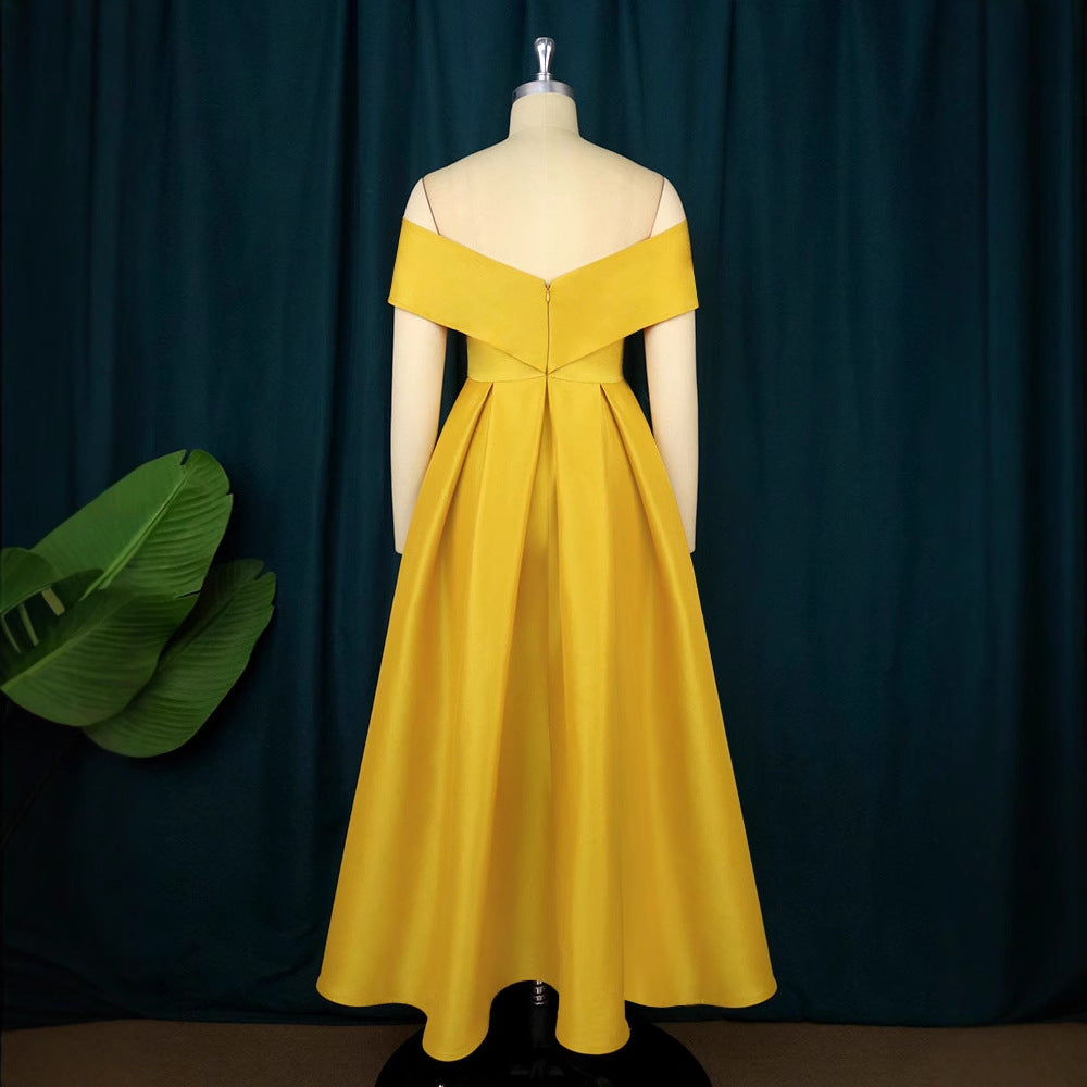 Damen Abendkleid mit schulterfreien Ärmeln und schmeichelndem Schnitt Drune