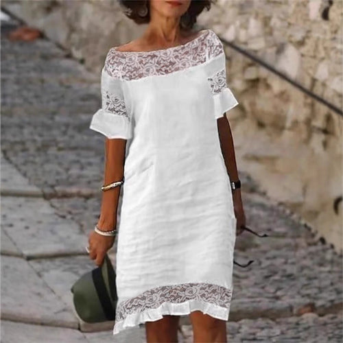 Damen luftiges Sommerkleid mit raffinierten Spitzenakzenten Drune