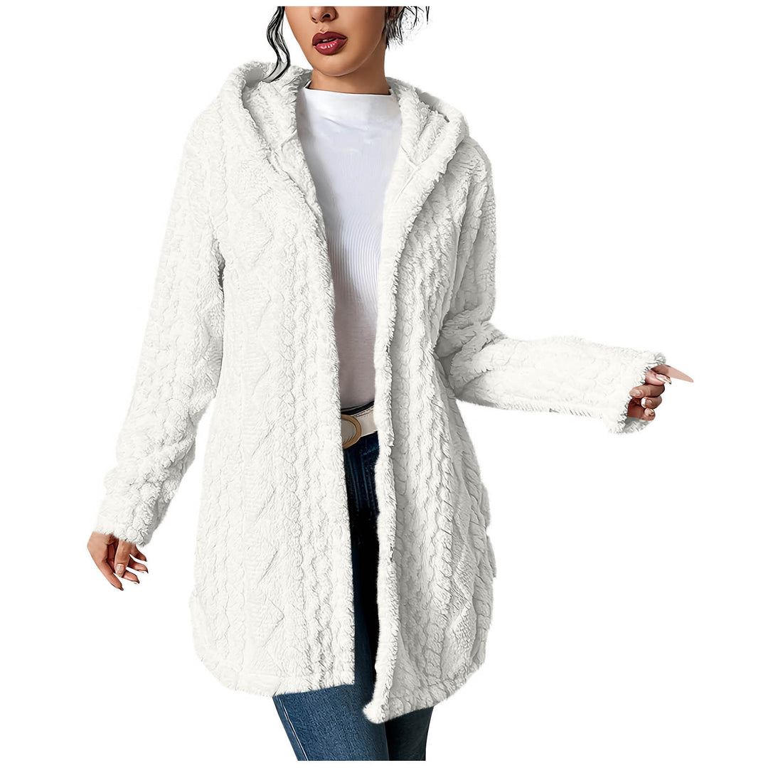 Damen Kuschelige Cardiganjacke mit Kapuze aus weichem Fleece Drune