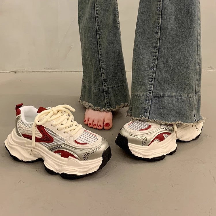 Damen Sportliche Chunky Sneakers mit atmungsaktiver Oberfläche und dämpfender Sohle Drune