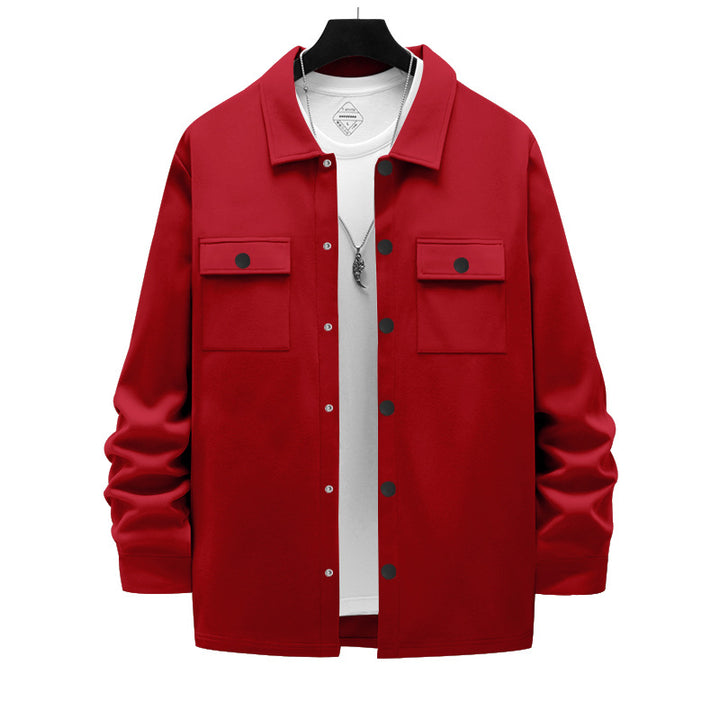 Herren nan arbeitsinspirierte Hemdjacke mit Druckknopfleiste, aufgesetzten Brusttaschen und kastiger Passform Drune