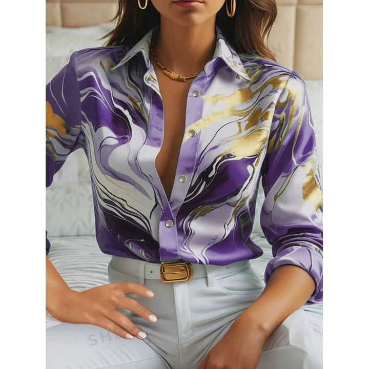Damen Elegante Satinbluse mit maritimen Muster Drune