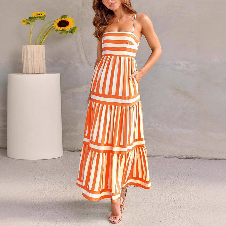 Damen luftiges Maxikleid mit Streifen Drune