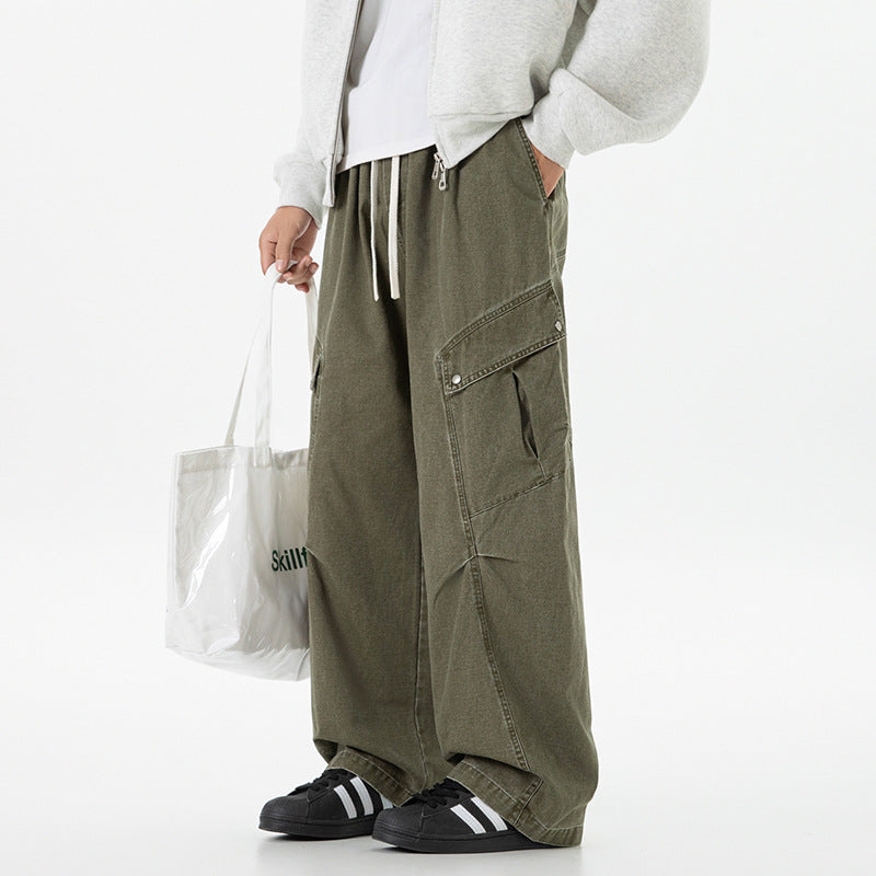 Herren Weite Utility-Cargo-Hose im Baggy‑Cut mit Tunnelzugbund und großen Klappentaschen Drune