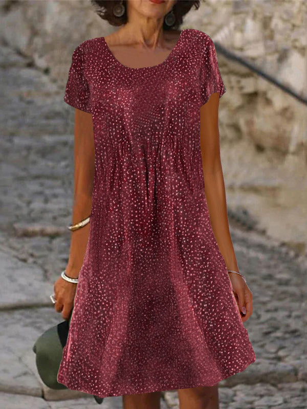 Damen lässiges Sommerkleid mit modernen Mustern und femininem Schnitt Drune