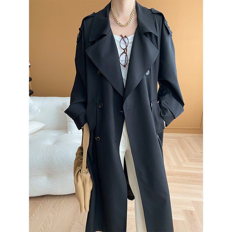 Damen eleganter Trenchcoat mit strukturiertem Revers und praktischen Seitentaschen Drune