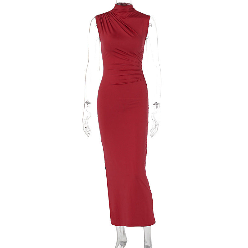 Damen Elegantes Wickelkleid mit figurbetontem Schnitt und hohem Schlitz Drune