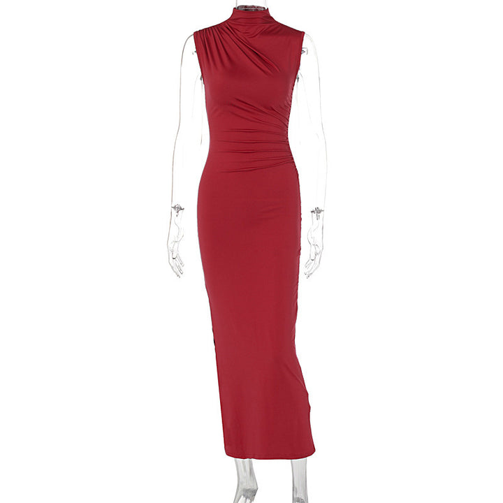 Damen Elegantes Wickelkleid mit figurbetontem Schnitt und hohem Schlitz Drune