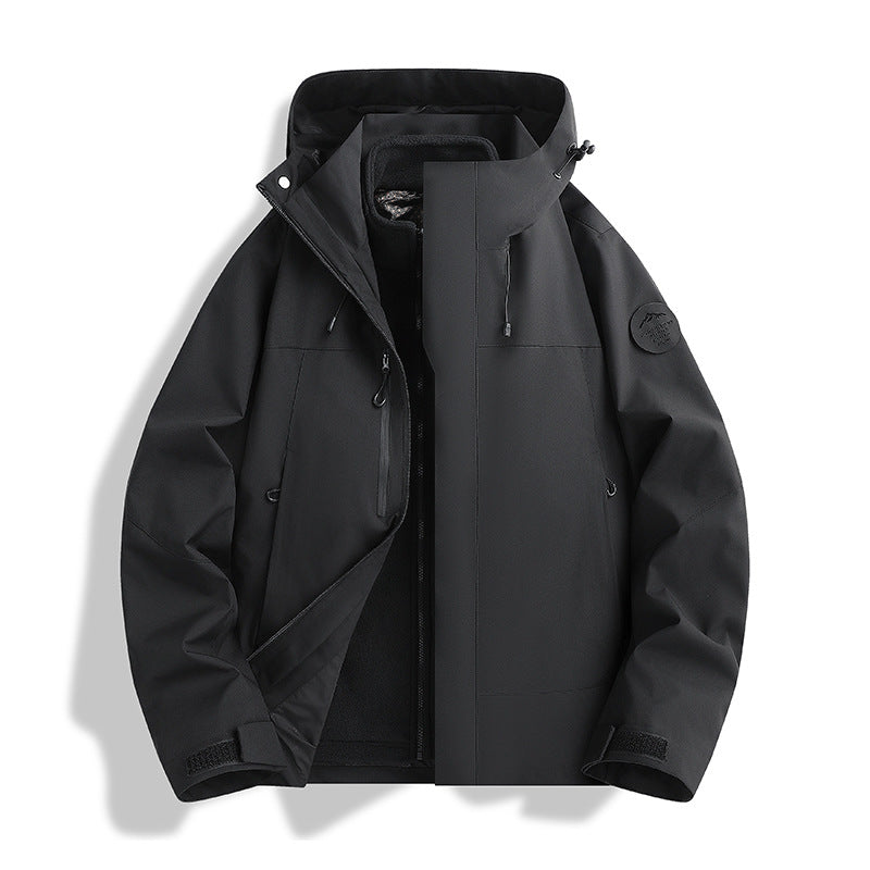 Herren Atmungsaktive, Wasserdichte Softshell-Jacke mit Fleecefutter und Kapuze Drune