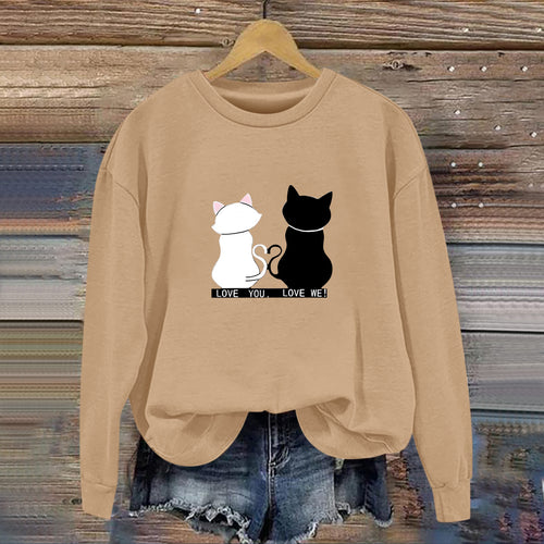 Damen Sweatshirt mit verspieltem Katzenmotiv und humorvollem Aufdruck Drune