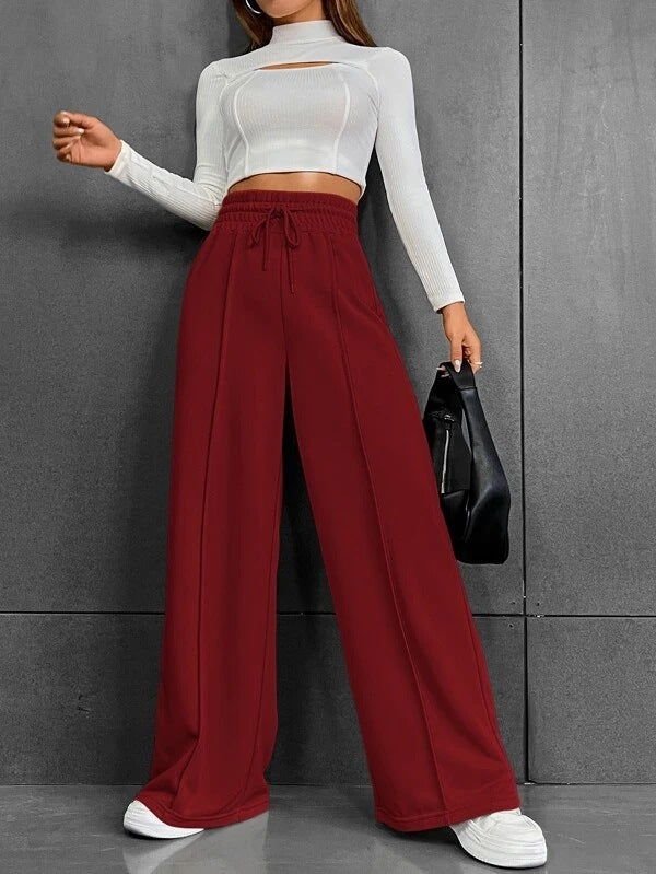 Damen Bequeme und elegante Lounge-Hose mit hohem Bund und praktischen Taschen Drune