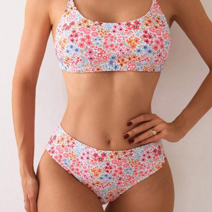 Damen Bikini-Set mit floralen Mustern und hoher Taille Drune