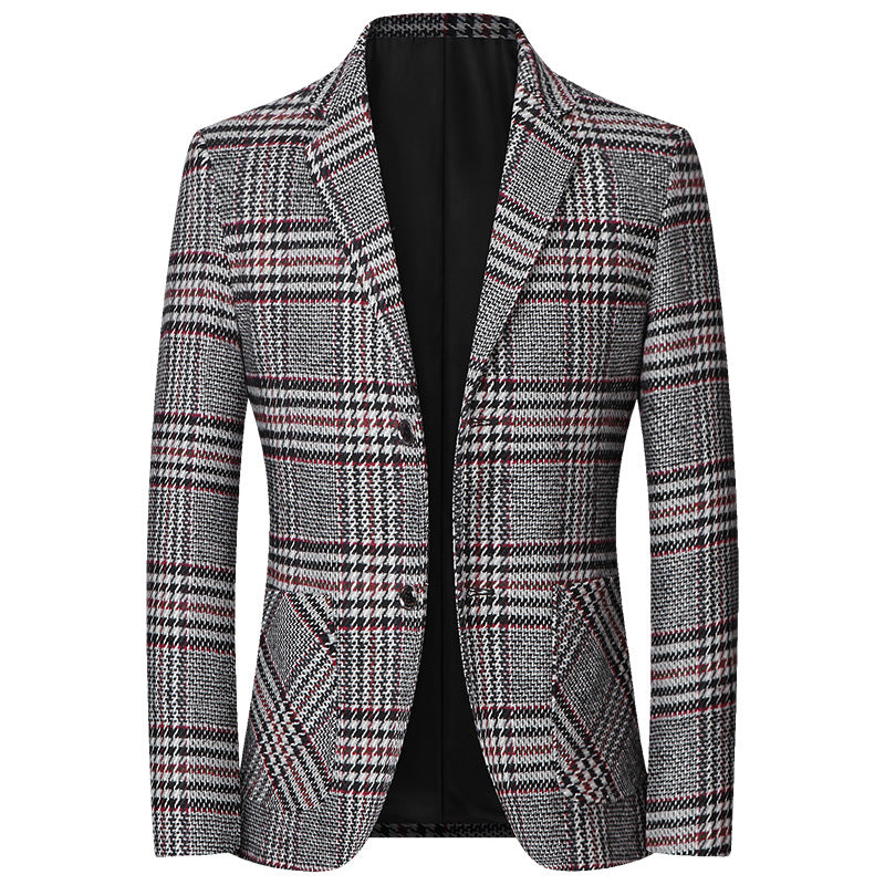 Herren Glencheck-Sakko Slim Fit aus Wollmischung mit dezentem Overcheck Drune