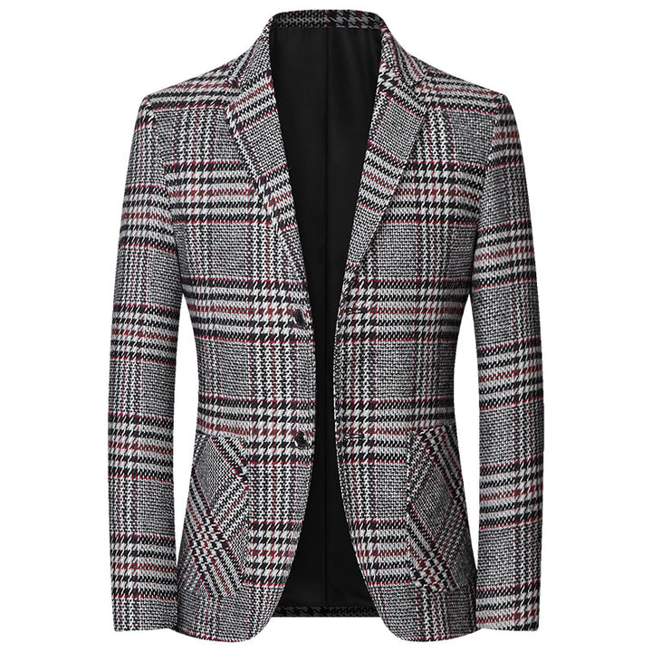 Herren Glencheck-Sakko Slim Fit aus Wollmischung mit dezentem Overcheck Drune