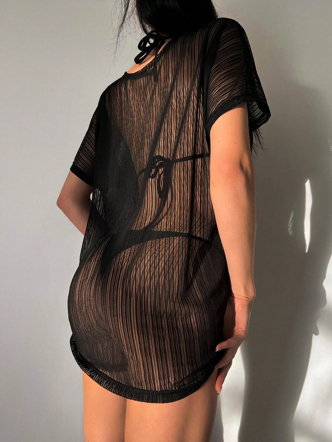 Damen Strandcover-Up aus transparentem Netzmaterial Drune