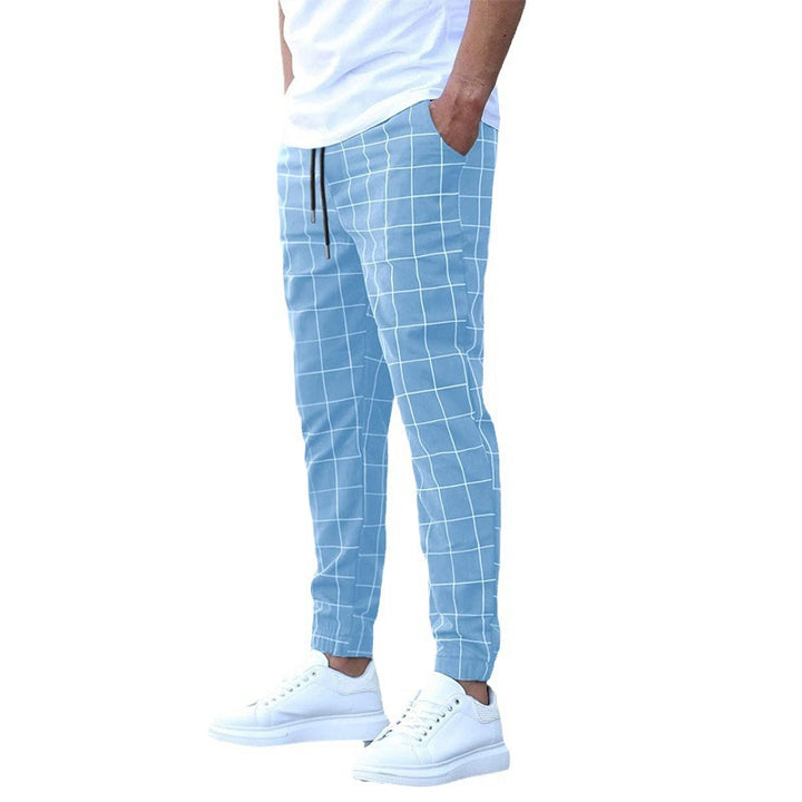 Herren karierte Jogginghosen mit Kordelzug, Slim Fit und elastischen Bündchen Drune