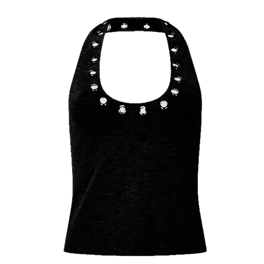 Damen Stylisches Haltertop mit glänzenden Ösen Drune