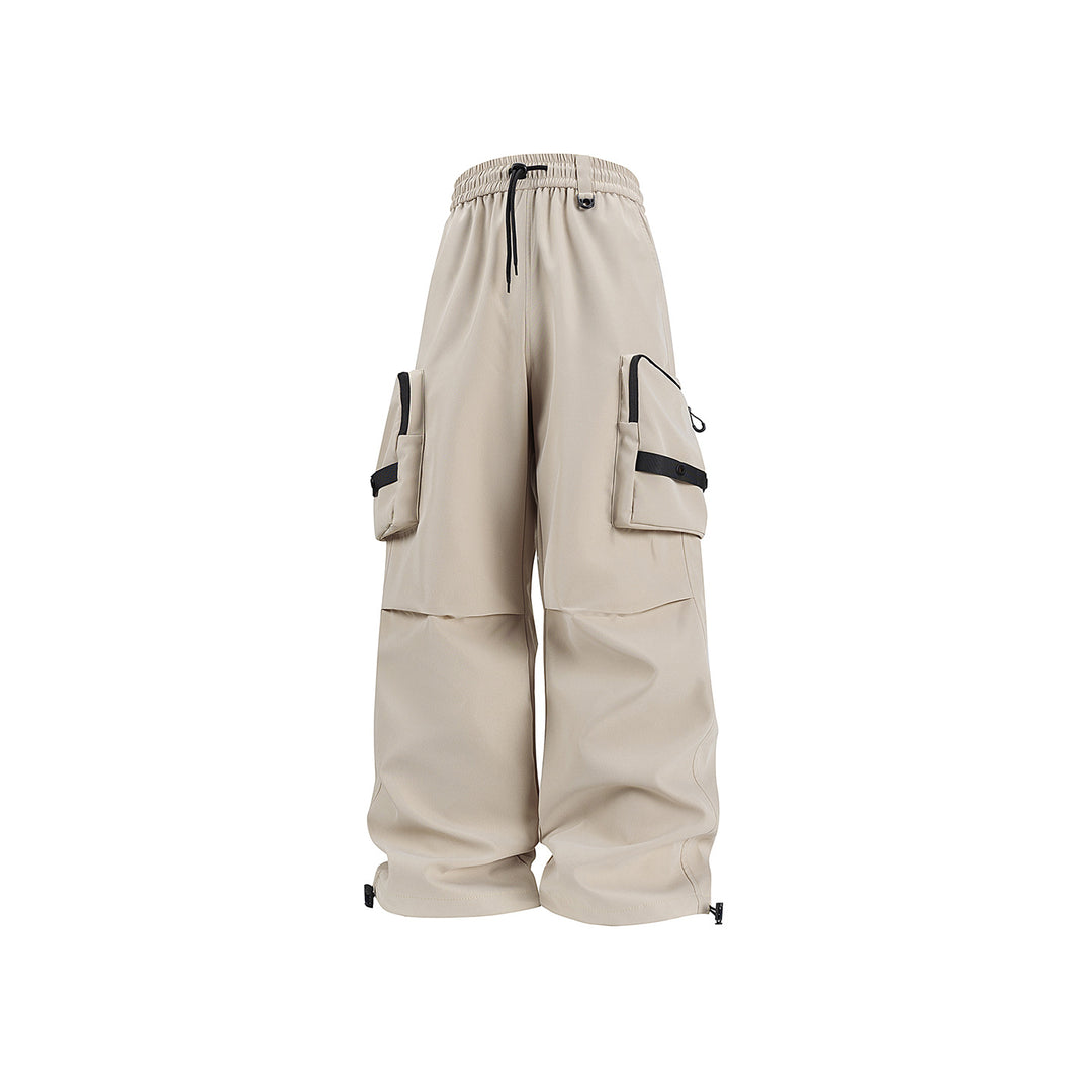 Herren Weite Utility-Cargohose mit großvolumigen Klappentaschen und Kordelzugbund Drune