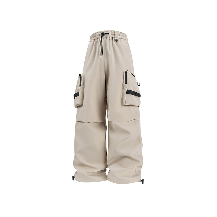 Herren Weite Utility-Cargohose mit großvolumigen Klappentaschen und Kordelzugbund Drune