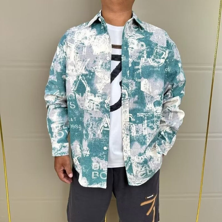 Herren modische Hemdjacke mit kreativen Druckmustern Drune