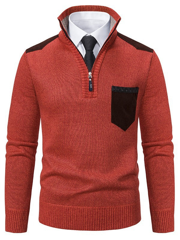 Herren modischer Pullover mit Stehkragen und praktischem Reißverschluss Drune