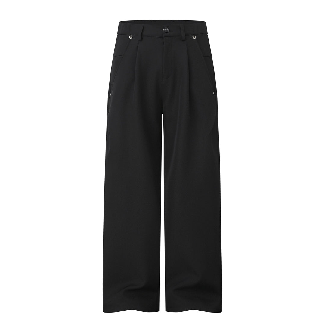 Damen Weite Bundfalten-Hose mit hohem Bund und weitem Bein Drune