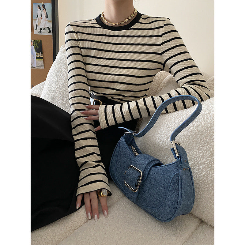 Damen Langarmshirt mit Streifenmuster Drune