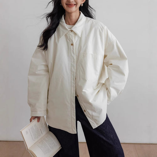 Damen Oversized Bluse mit Knopfdetail Drune