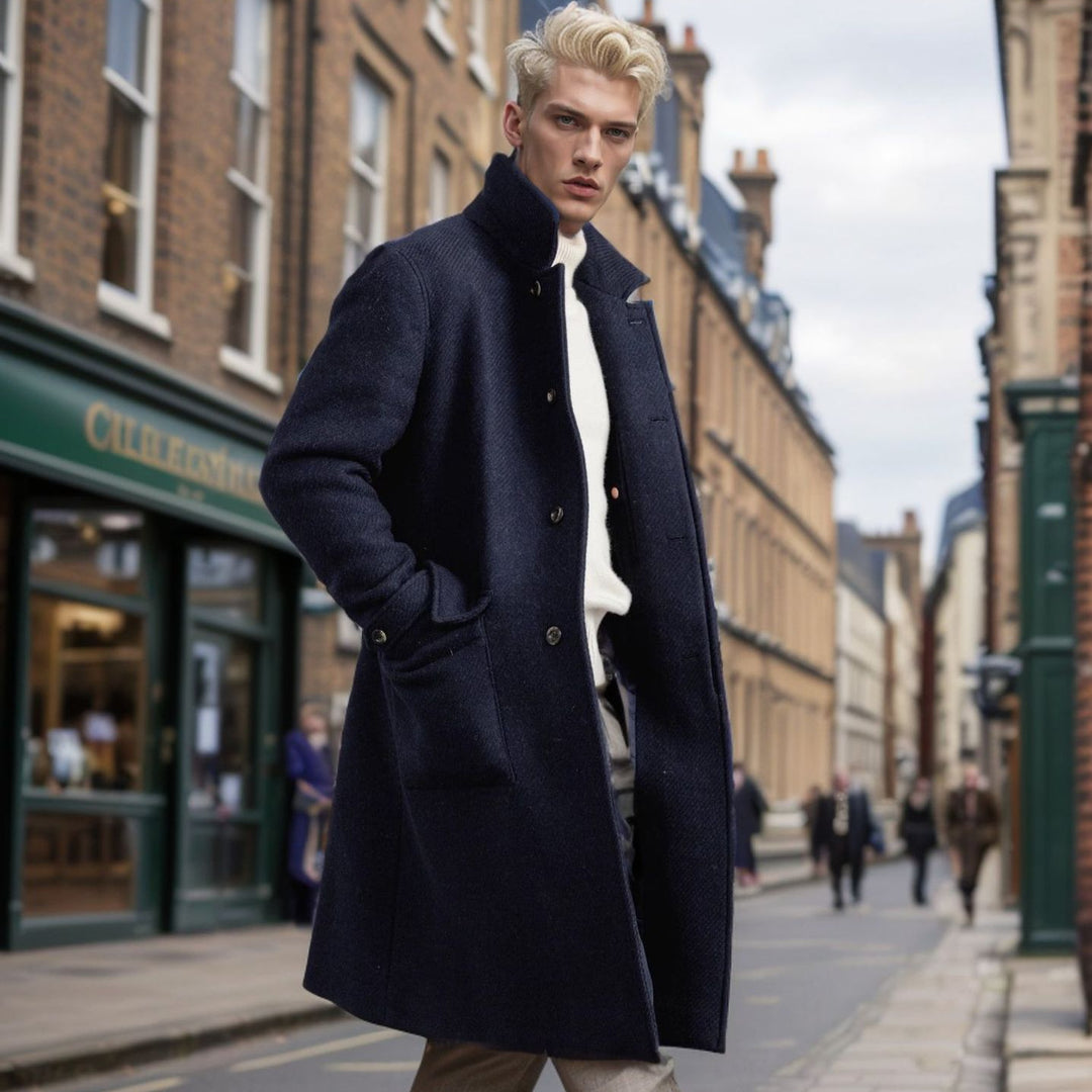 Herren eleganter und hochwertiger Wollmantel Drune