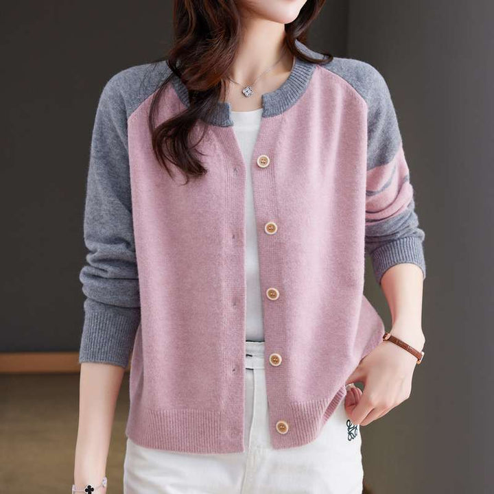 Damen Cardigan mit Farbkontrasten und Knopfdetails Drune