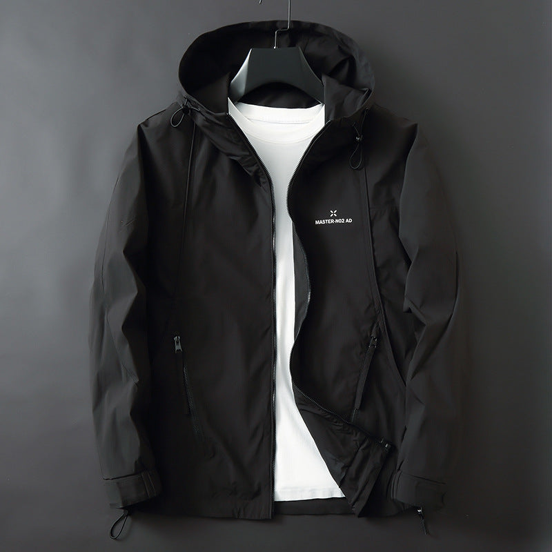 Herren Leichte wasserabweisende Softshelljacke mit Kapuze, verstellbaren Bündchen und Reißverschlusstaschen Drune