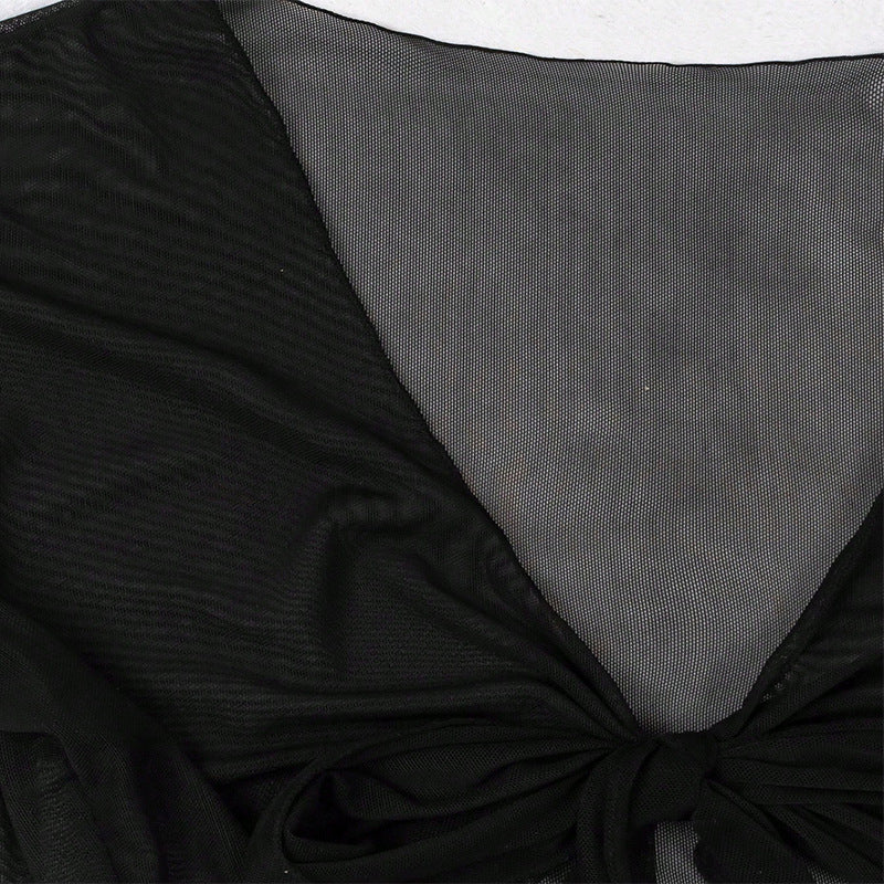 Damen Crop-Top aus transparentem Stoff mit knotbarem Design Drune