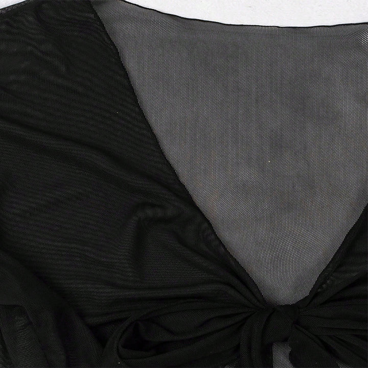Damen Crop-Top aus transparentem Stoff mit knotbarem Design Drune