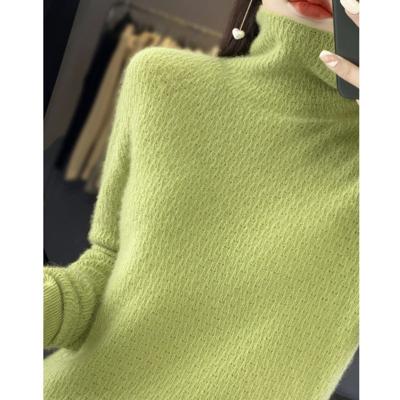 Damen Weicher Feinstrick‑Mockneckpullover mit flauschiger Mohair‑Optik, zarter Wabenstruktur und legerer Oversize‑Passform Drune
