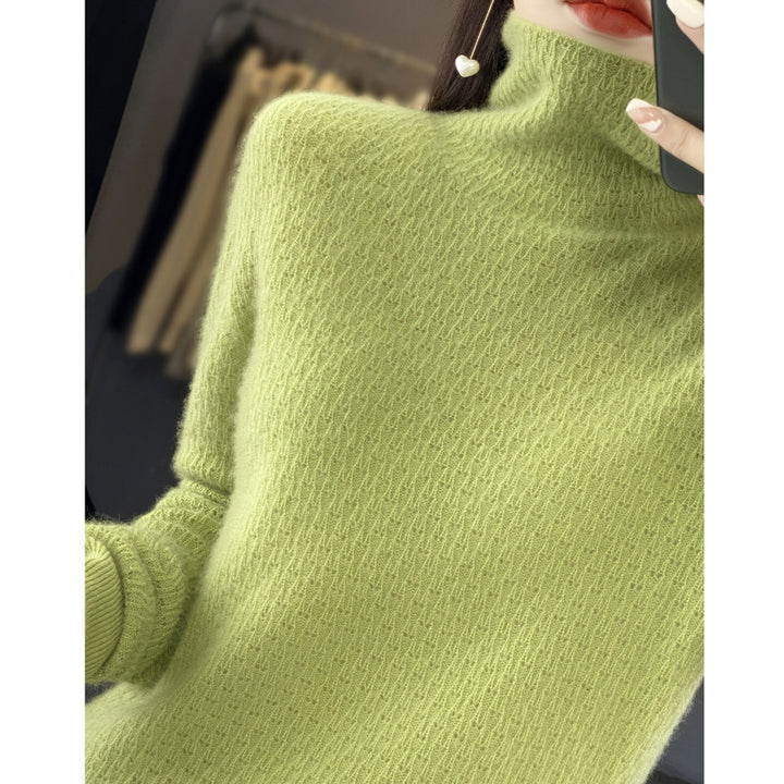 Damen Weicher Feinstrick‑Mockneckpullover mit flauschiger Mohair‑Optik, zarter Wabenstruktur und legerer Oversize‑Passform Drune