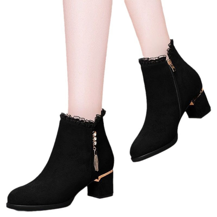 Damen Elegante Ankle Boots mit Rüschen-Detail Drune