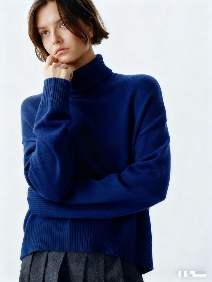 Damen Gemütlicher Rollkragenpullover mit oversized Schnitt und feiner Rippstruktur Drune