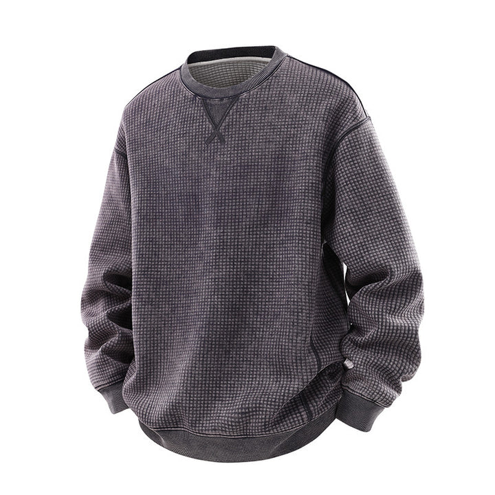 Herren Oversize-Waffelstruktur-Sweatshirt mit Rundhals und gerippten Bündchen Drune