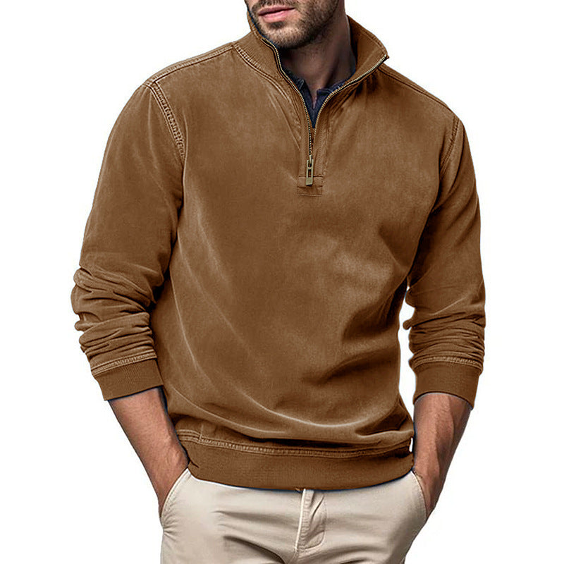 Herren Halbzip Sweatshirt mit Stehkragen und Rippbündchen Drune