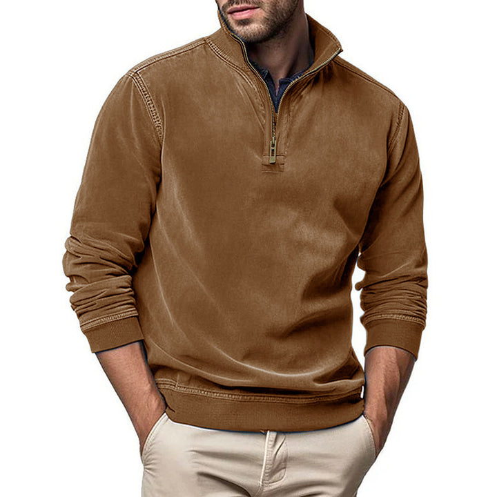 Herren Halbzip Sweatshirt mit Stehkragen und Rippbündchen Drune