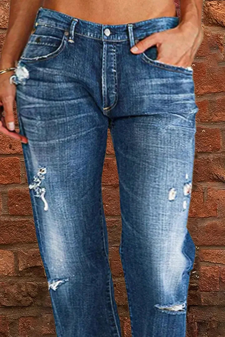 Damen lockere Jeans im Used-Look Drune